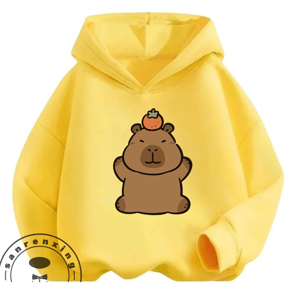 Loose Comfy Spring Autumn Hoodie Capybara Trendy Animal Motif Casual All Match Streetwear For Kids