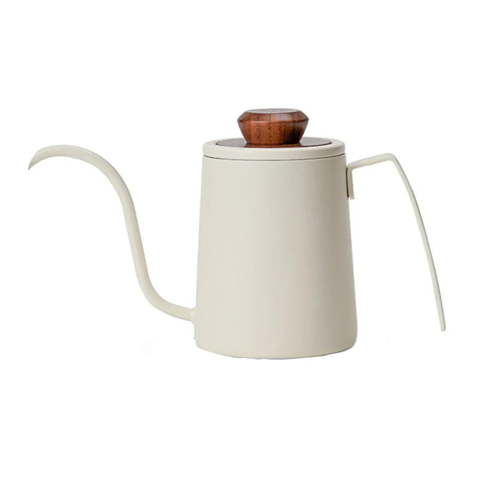 

Передать чайник Кофе Залить Заварочный чайник Pour Over Нержавеющая сталь Гусиная шея Ручной капельный кофейник Носик Чайник белый