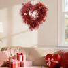 Valentine's Day Heart-shaped Artificial Wreath Indoor Outdoor Front Door Wall Hanging Love Heart Foil Tinsel Garland Wedding Party Decoration Ornament