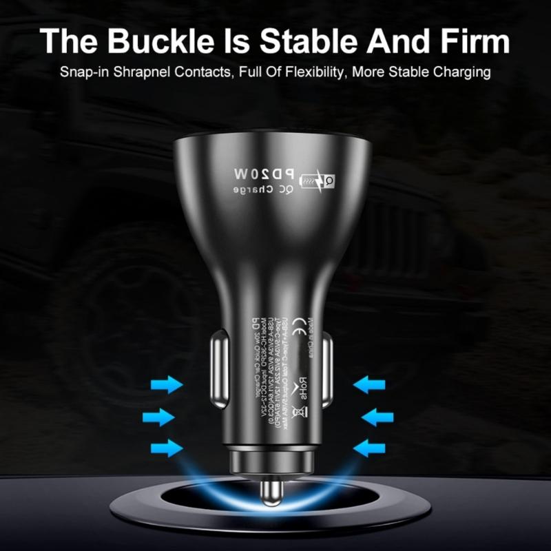 38W USB C Car Charger 4 Port Fast Charging Car Charger Adapter QC3.0 Car USB Charger Multiple Port Adapter for Phone