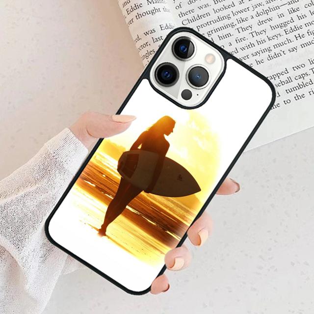 Surfing Art Surf Girl Phone Case Cover For iPhone 17 Air 15 16 11 13 14 Pro Max 12 Plus Max Fundas