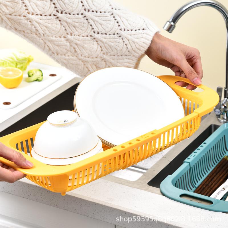 Coș telescopic de scurgere pentru legume și farfurie pentru fructe