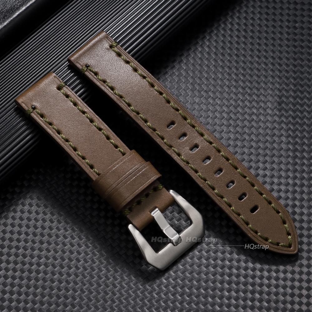 

Vintage Brown Leather Watch Strap for Panerai for Seiko Cowhide Leather Strap Men Women Watch Bracelet 18mm 20mm 22mm 24mm 26mm 18mm&no logo зелёный
