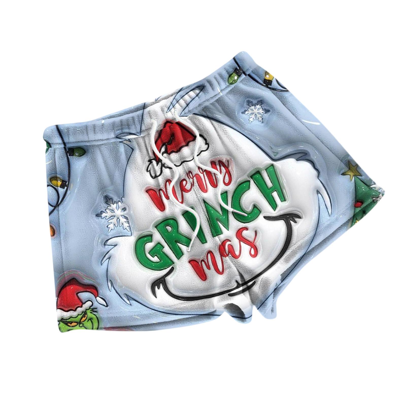 

Женские модные пижамные шорты свободного кроя с флисовым рождественским принтом, повседневные брюки M