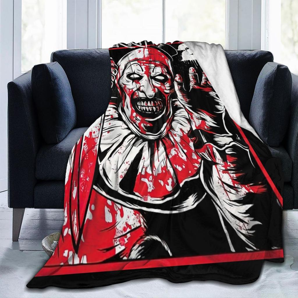 Terrifier 2 Movie Art The Clown Blanket Coral Fleece Plush Decoration Breathable Throw Blanket for Bedding Plush Thin Quilt