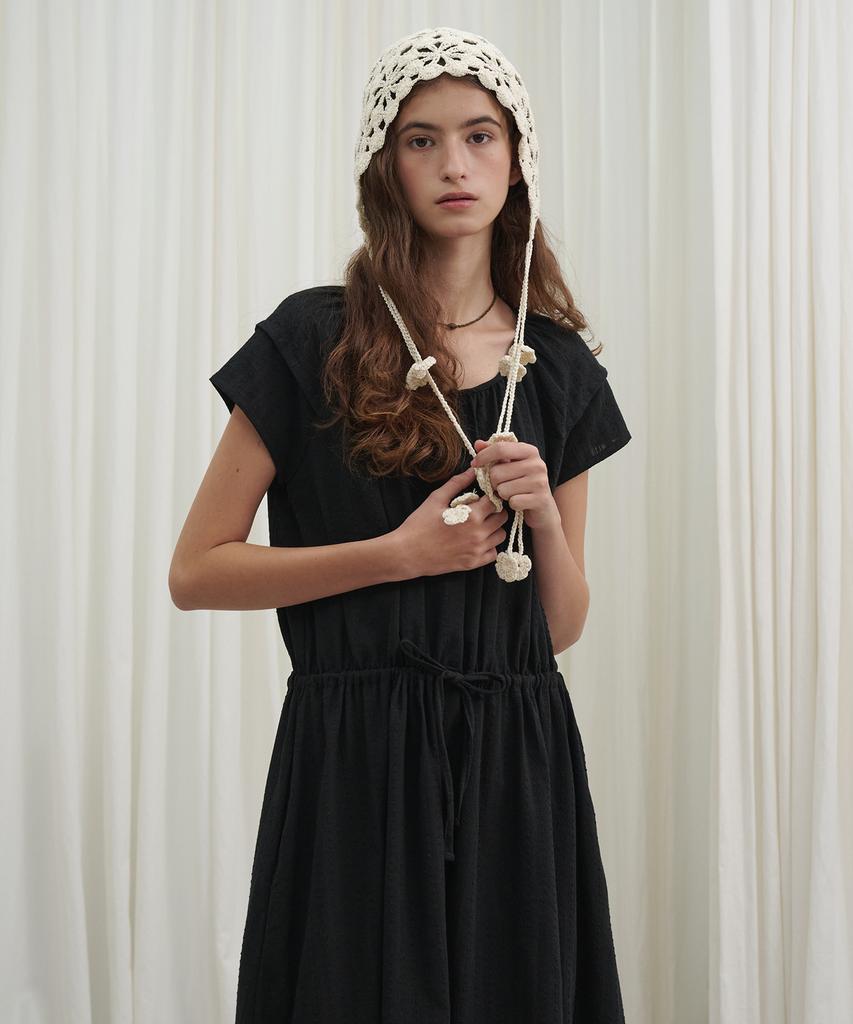 Marot Raglan Dobby Cotton Dress_Black