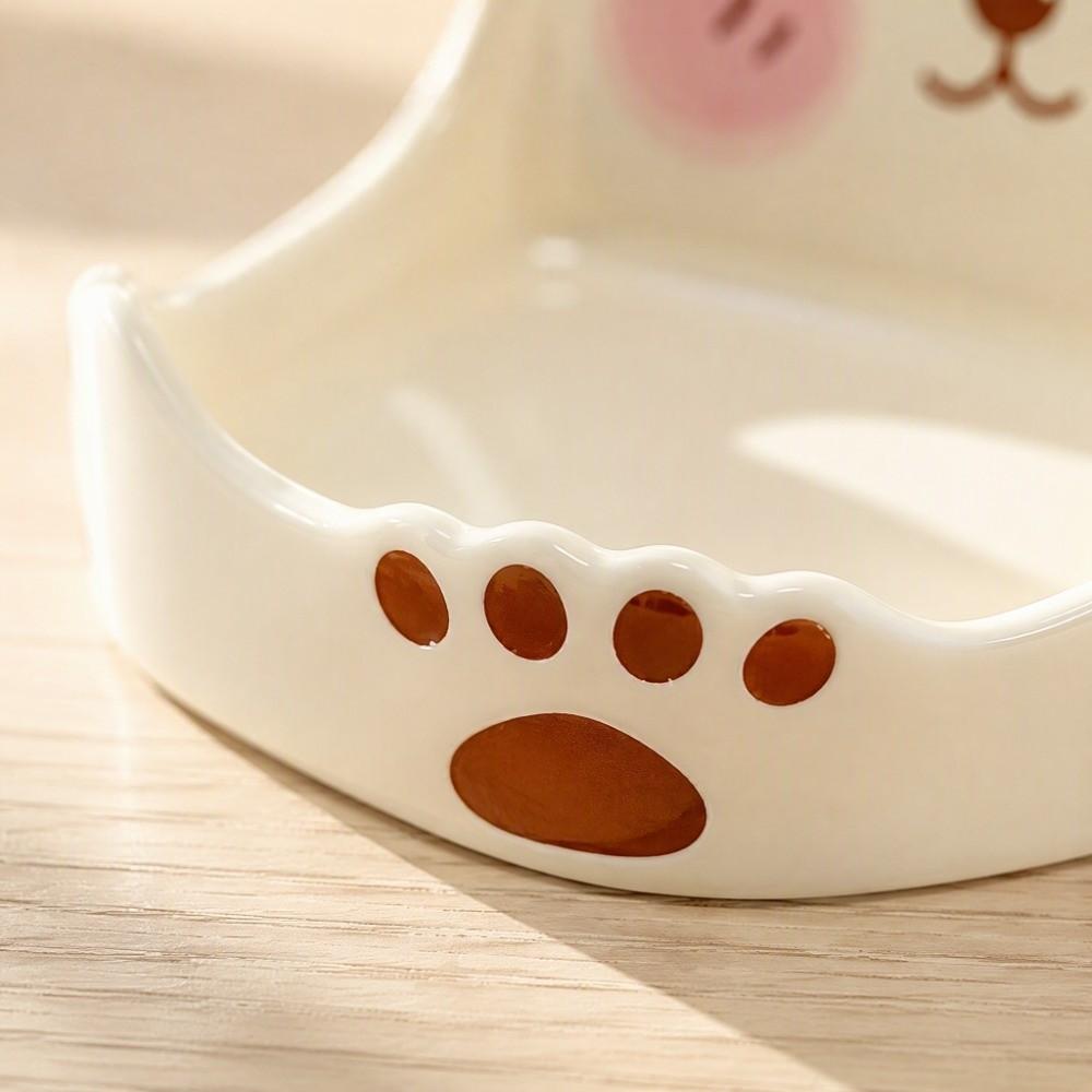 Bear Shape Ceramic Pot Lid Holder Non-Slip Cartoon Spatula Rack Space Saving Easy To Clean Cookware Holder Home Organization