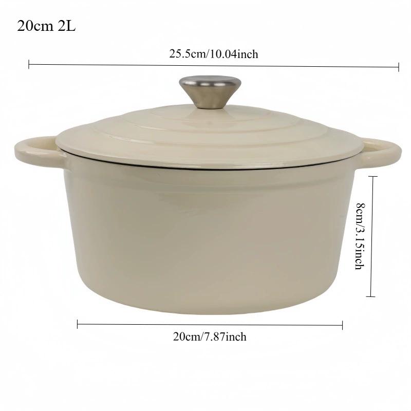 Enameled Dutch Oven Pot with Lid 5L Enamel Soup Pot Soup Cooking Pot Cast Iron Dutch Oven with Dual Handles for Bread Baking