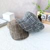 25 Early Autumn New Literary Plaid Cap Children British Retro Painter Hat Flat Top Hat Tide