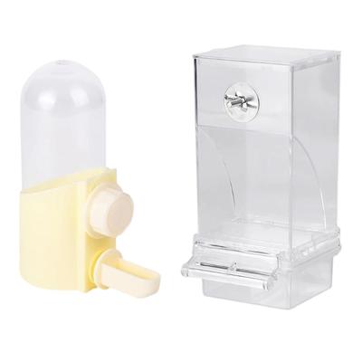 2PCS Bird Feeder and Waterer Set Treat Container AntiWaste Tray Durable ABS Cage Accessories for Small Medium Birds