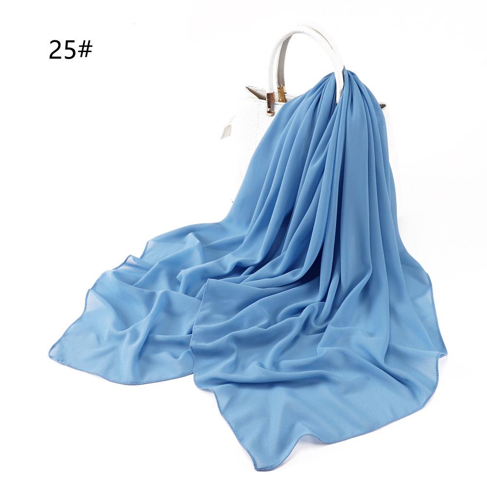 110*110CM Square Pearl Chiffon Hijabs Scarf Plain Solid Color Headwraps Muslim Women's Khimar Headscarf 45 Colors