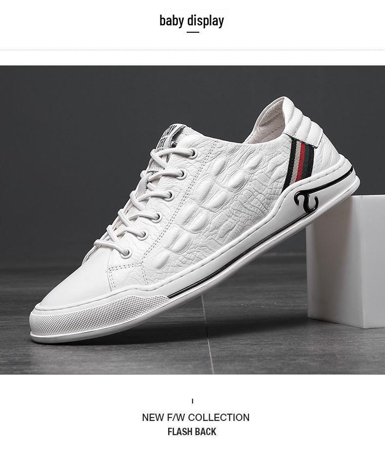 Cowhide Men's Sneakers 2025: New Soft Leather, Trendy Versatile White Shoes for Autumn/Winter Casual Wear