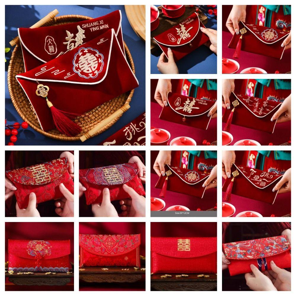 Best Wishes Wedding Red Envelope Multiple Patterns Red Money Packet HongBao Spring Festival