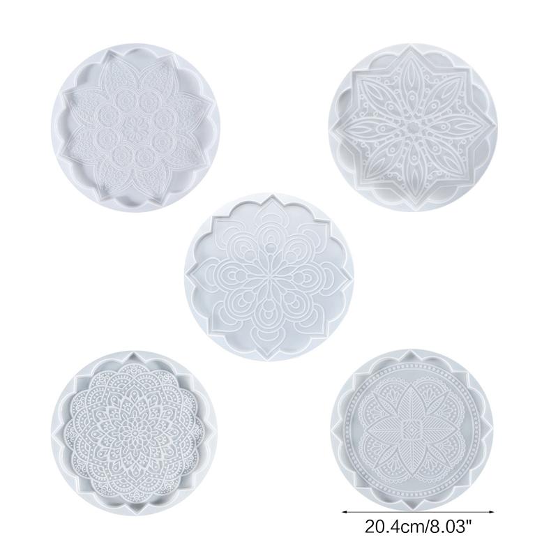 Mandala Diy Homemade Mold Coaster Crystal Dripping for Creative Silicone Mold Crystal Drip Placemat Mold for Diy Craft