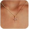 Kolip Cross Necklace for Women, 14K Gold Silver Plated Cross Pendant Necklace