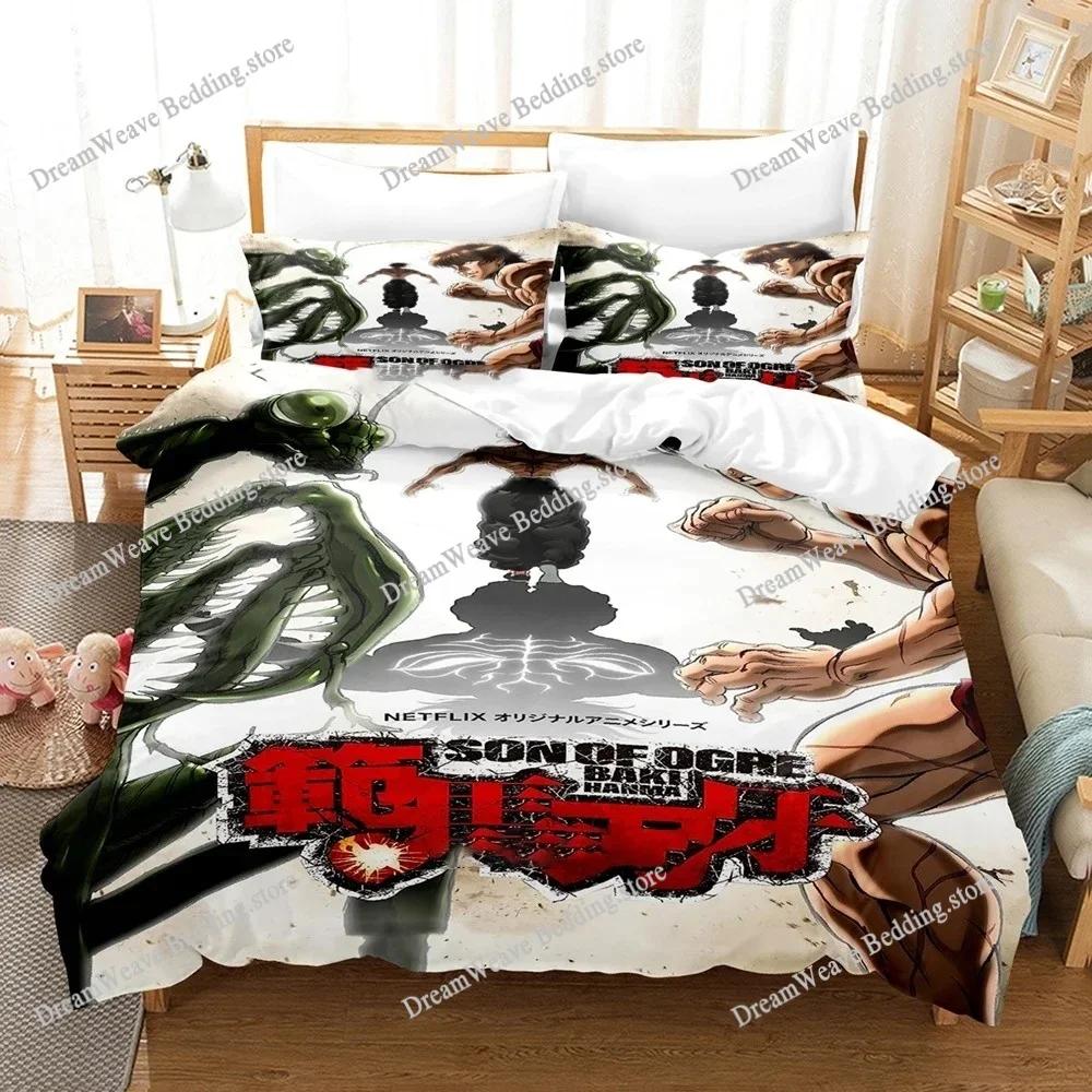 Baki Hanma Bedding Set Adults Boys Anime Bedding Set Duvet Cover Set Single Double Queen King Size Quilt Cover Pillowcase