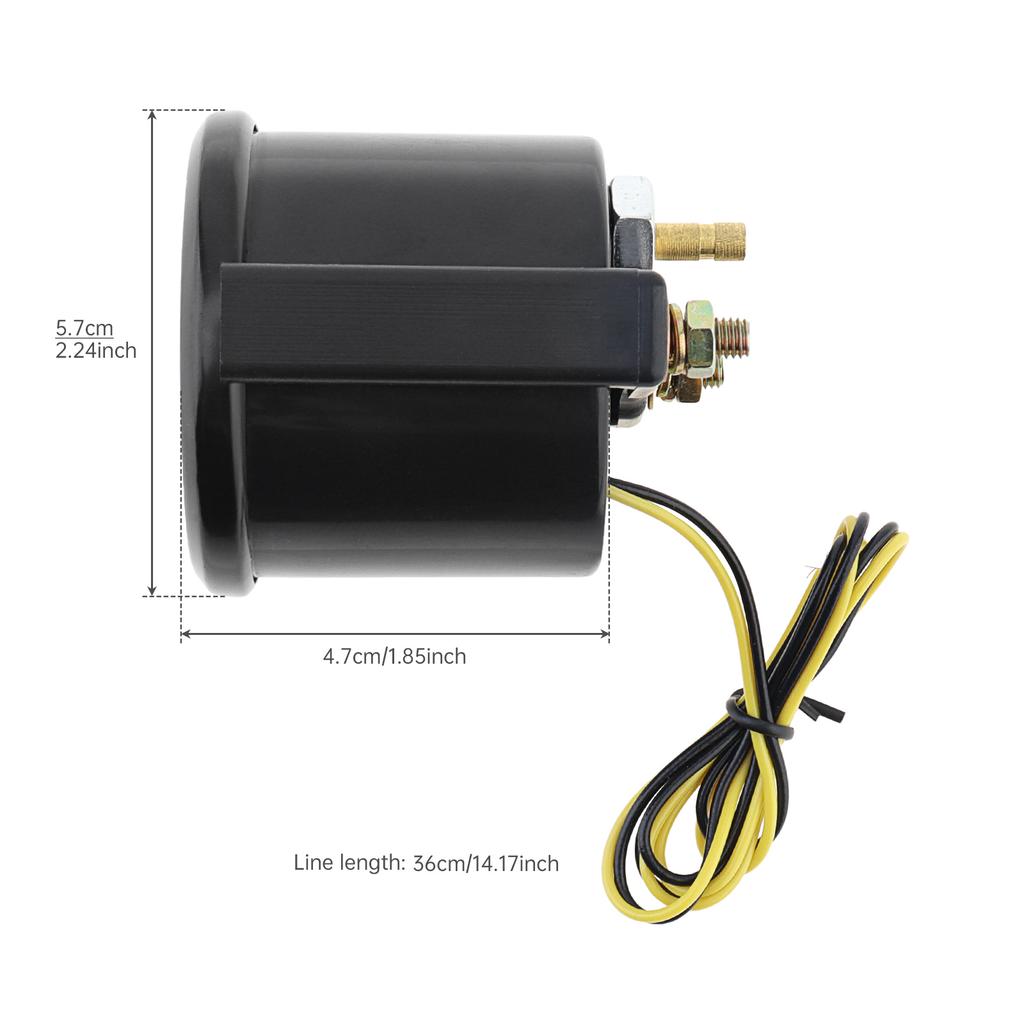 Universal 52mm 12V Bil Vakuummåler 0 - 30 in.Hg for Bil / Båt / Lastebil / ATV, Ekstern Type Automobil Elektrisk Vakuummeter