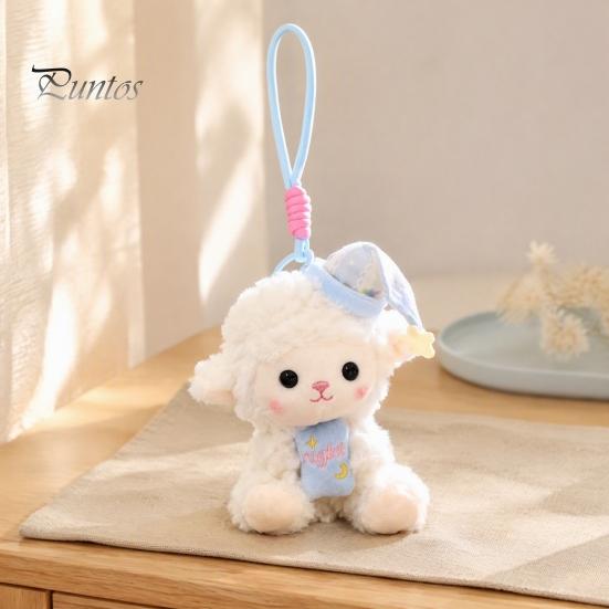 Backpack Accessory Charm Goodnight Sheep Plush Keychain, Cute Sleepy Lamb Stuffed Toy with Nightcap, Animal Soft Fluffy Bag for And Nursery Room Decor