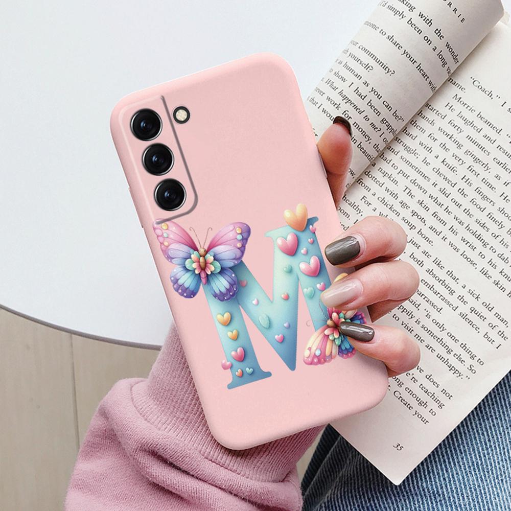 Phone Case Women For Samsung Galaxy S21 FE S22 Plus Girls Bumper Cover Colorful Letter Flower Butterfly Love samsang s22 Ultra