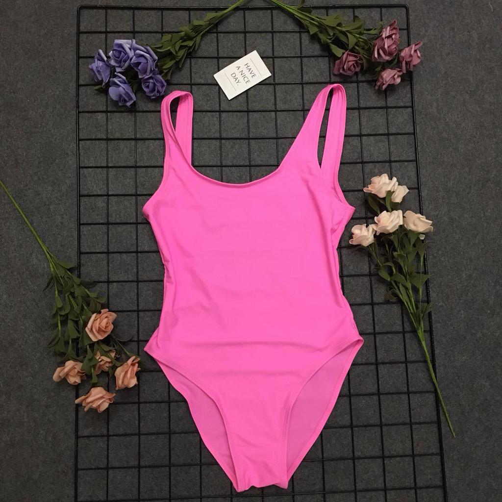 Europäischer und amerikanischer rückenfreier einfarbiger einteiliger Badeanzug - Sexy Tanktop-Design