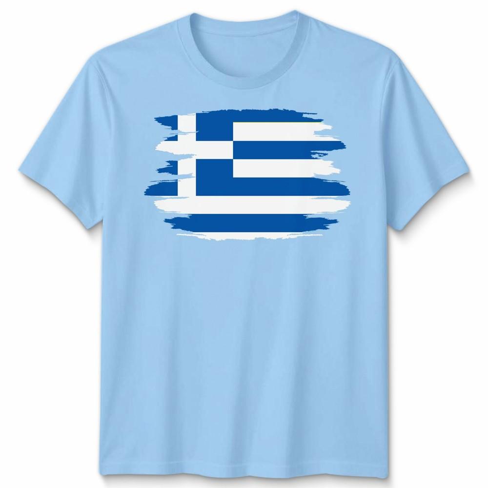 Torn Greece Flag Unisex T Shirt Greek Pride Distressed Design Graphic Tee S