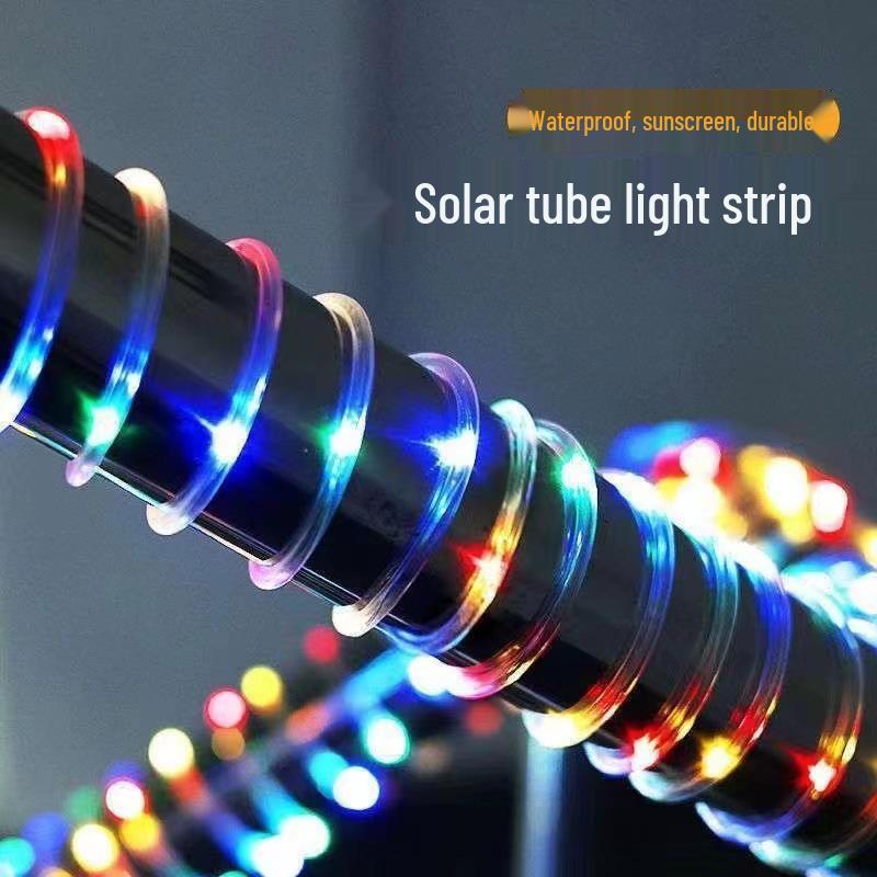 Waterproof LED Solar String Lights - Outdoor Copper Wire Rainbow Tube Decor