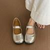 Flat silver Mary Jane shoes women's shoes new round head commuting versatile light mouth single shoes