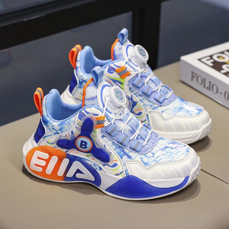 Children's Basketball Shoes Sports Shoes 2025 New Boys' Shoes Leather Surface Breathable Warm Non-slip Shoes Comfortable and Versatile