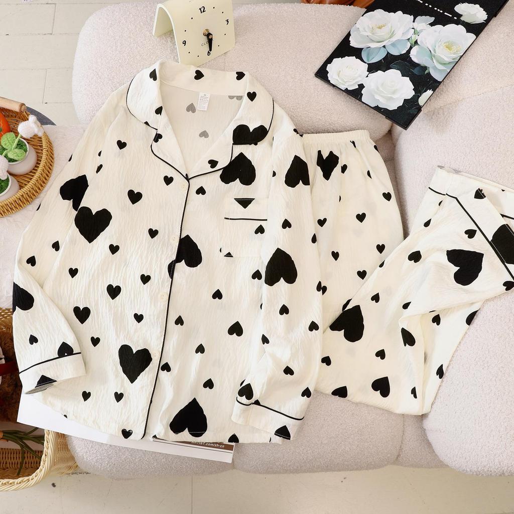 2025 Frühling/Herbst Niedliches Wolken-Baumwoll-Pyjama-Set für Mädchen - Langarm & Hose, Tragbar im Freien