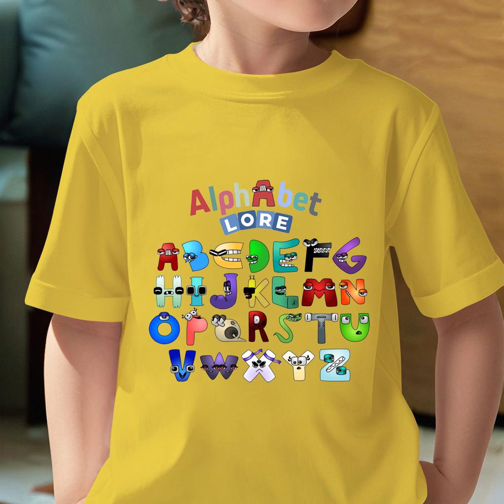 Alphabet Lore Anime Game TShirts Boys Girls Summer ONeck Short Sleeve Tee Alphabet Graphic Kids T Shirts Childrens Clothing