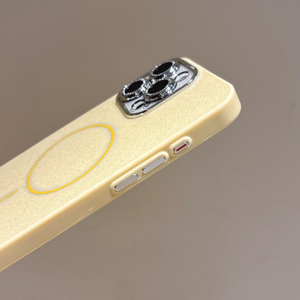 Glitter Powder Thin Circle Magnetic Suction Case Suitable for Apple 16e Mobile Phone Case IPhone 15 Anti Fall and Scratch Proof All Inclusive Soft