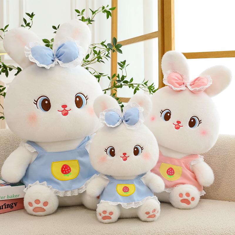 New Strawberry Skirt Rabbit Plush Toy Cute Couple Bunny Doll Doll Large Size Rabbit Doll Pillow Gift