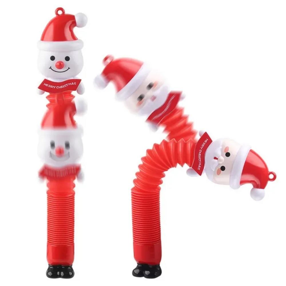 POP Tube Telescopic Tube Pressure Relieving Toys Sound and Light Santa Claus Toy Decompression Artifact Children's Holiday Gift