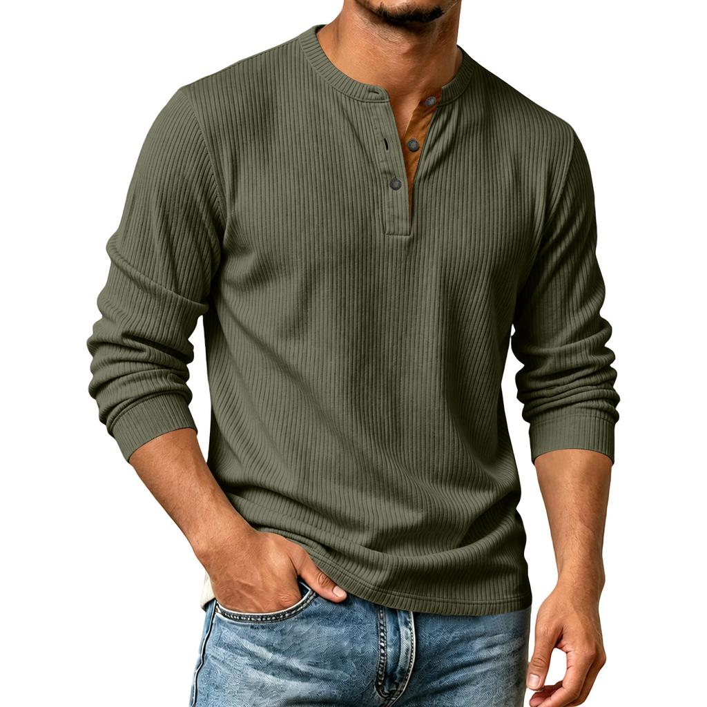 Camisa de Pana de Manga Larga para Hombre Color Casual con Botones para Otoño
