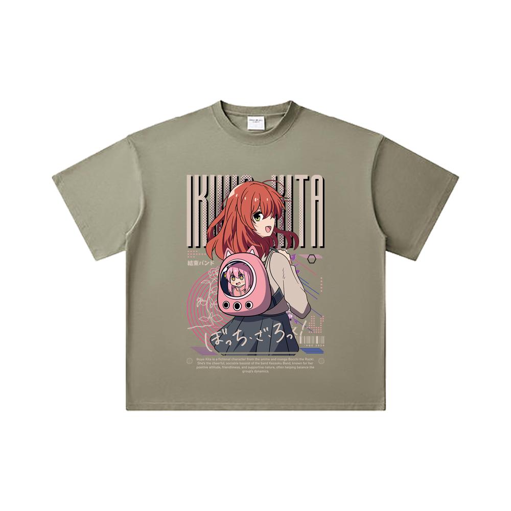 260 GSM Double Yarn 32 Count 100% Cotton Bocchi The Rock V2 Kita Print Unisex Heavy Cotton T Shirt