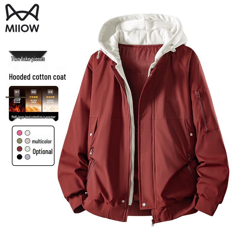 

M-R Men s Faux Two-Piece Hooded Padded Jacket XL