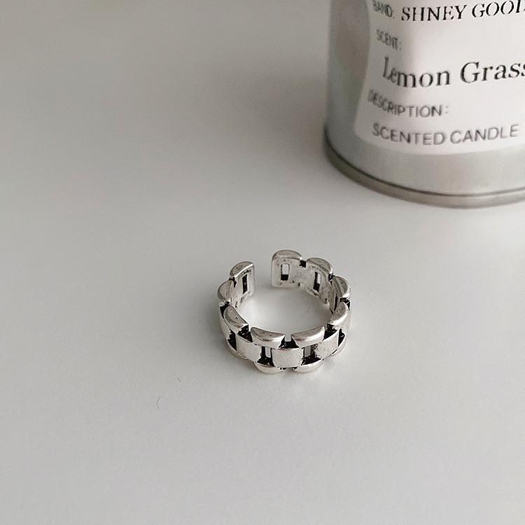 Vintage-inspirierter geometrischer offener verstellbarer Ring aus 925er Sterlingsilber für Damen