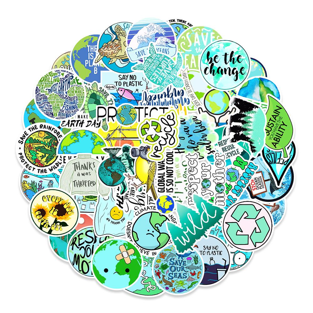 50 Environmental Protection Phrases Graffiti Stickers Suitcase Car Mobile Phone Tablet Computer Decoration Stickers