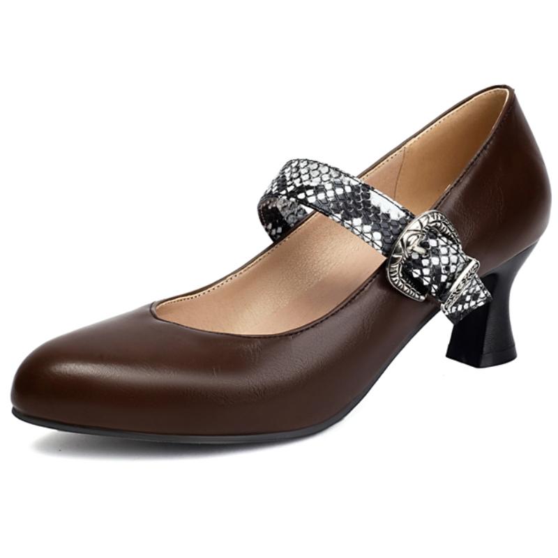 

Женские туфли Мэри Джейн на низком каблуке, модные зеленые, черные, коричневые, с небольшим каблуком, для вечеринки, свадьбы, для дам, новинка весны 2025 39 коричневый