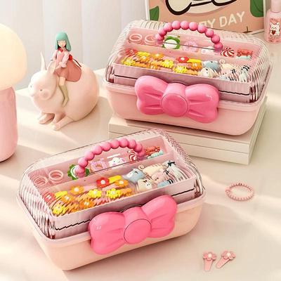 Scatola portaoggetti per accessori per capelli, collana per fascia, copertura trasparente per uso domestico di grande capacità Guka, scrivania a strati, portaoggetti per accessori per capelli per bambini