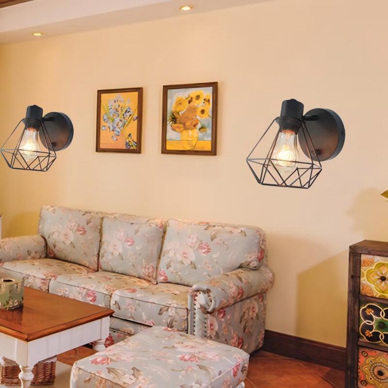 Retro Industrial Dimmable Iron Cage Wall Sconce
