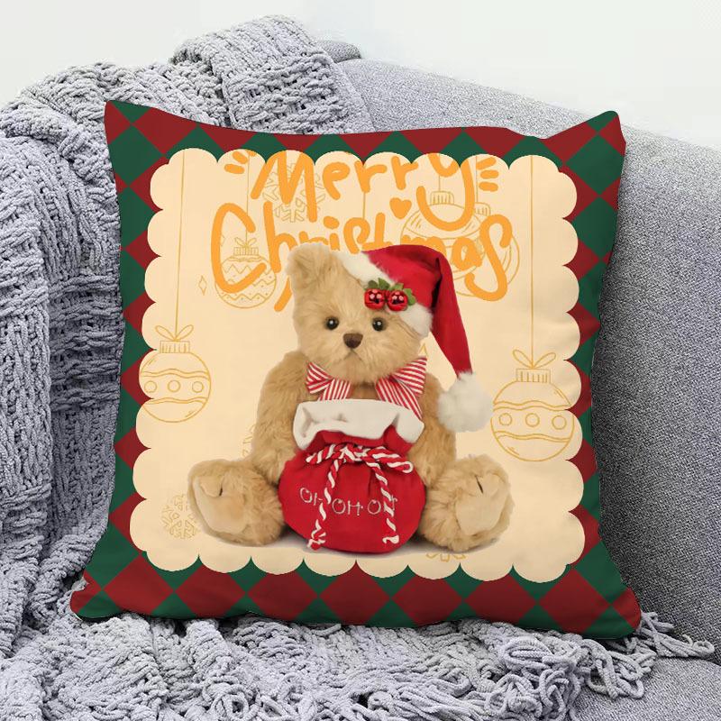 Рождественская милая подушка креативная клетчатая атмосфера украшения Рождественская фотография украшения подушка 40x40cm2pcs белый 1555₽
