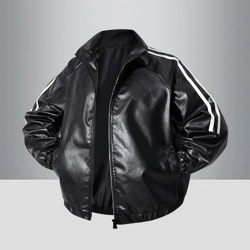 Jacket Men's Casual Top Plus Size PU Windproof Waterproof Jacket Men's Wear