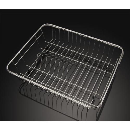 SANNO Expandable Wire Dish Drainer, Sliding Dish Drainer, Dish Drainer Rack, Kitchen Rack, Dish Holder with Cutlery Holder, Stainless Steel