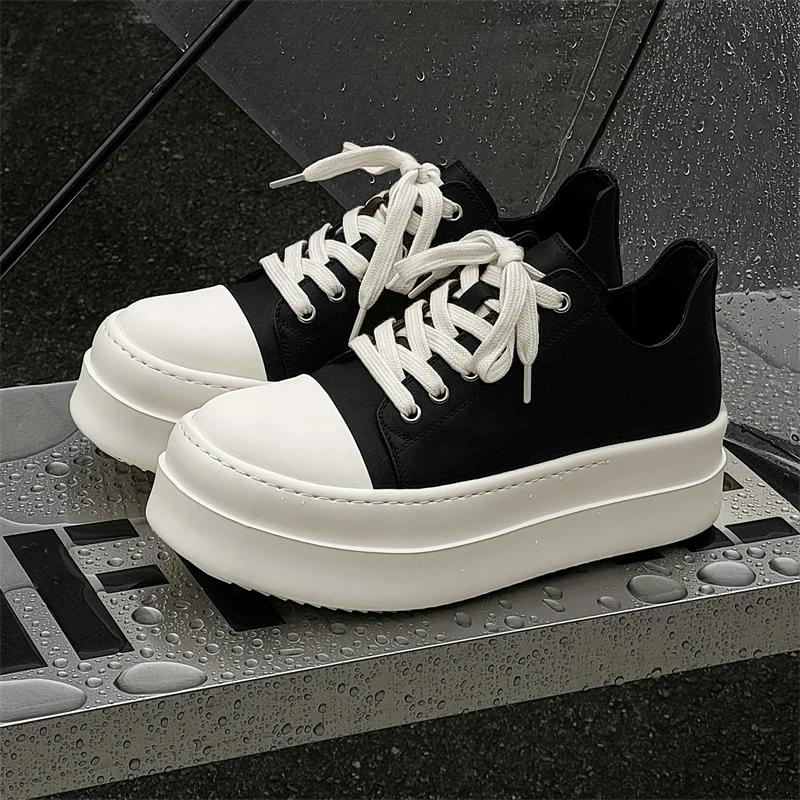 2025 British Style Chunky Sole Sneakers Men Oxford-Inspired Platform Shoes 38-46 Casual Shoes with Cushion Insole for Streetwear