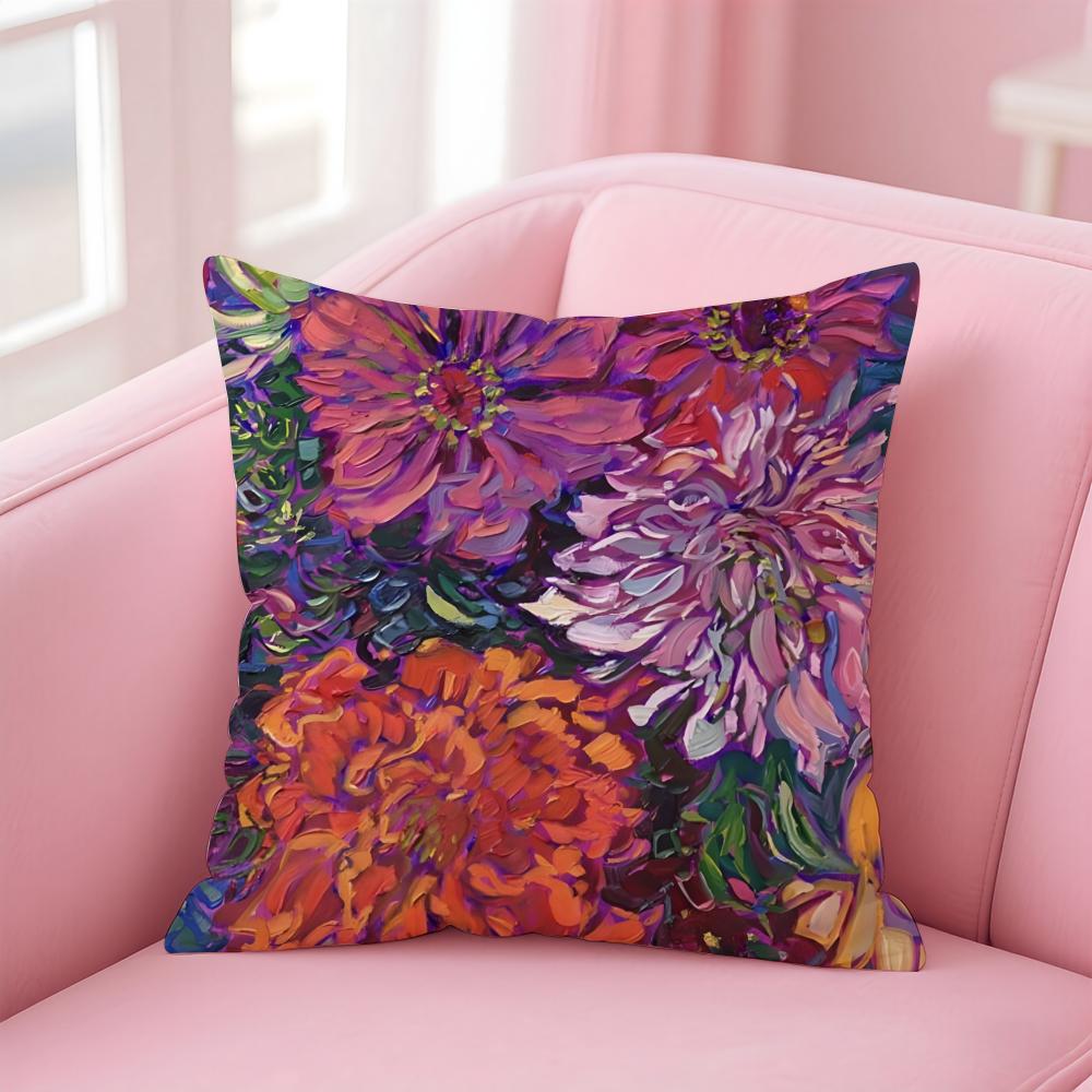 Watercolor Painting of Orchid Plants Cushion Cover Pillow Case Soft Skin Friendly Fabric  Concealed Zipper