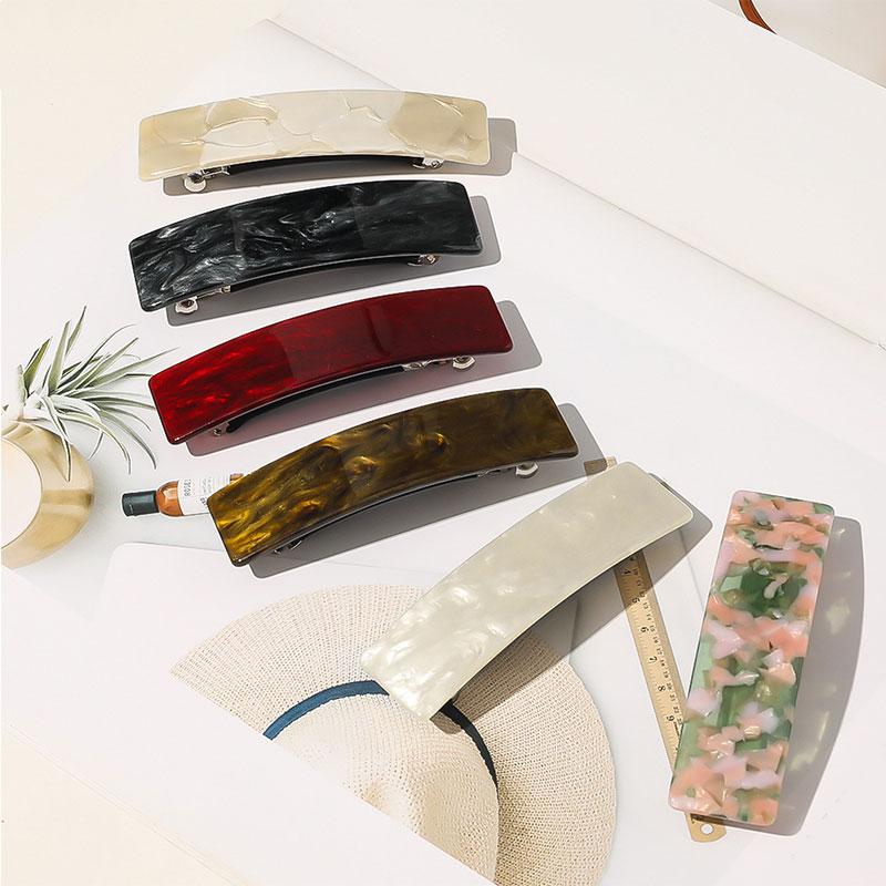 Vintage Quadratische Haarnadel Geometrisch Glitzer Haarspange Metall Harz Seiten Haarnadel Bunte Feder Haarspange für Mädchen Haaraccessoire