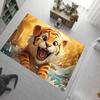 2D Cool Tiger Print Area Rug Wild Animal Pattern Carpet Non-Slip Washable Floor Mat for Living Room Bedroom Man Cave Home Decor