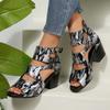 Fashion Women Sandals 2025 New Sexy Plus Size Shoes Women Brand Designer Cross Strap Sandals Colorful Pattern High Heels Sandals Women