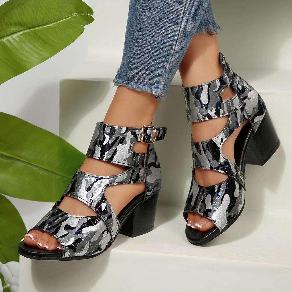 Fashion Women Sandals 2025 New Sexy Plus Size Shoes Women Brand Designer Cross Strap Sandals Colorful Pattern High Heels Sandals Women